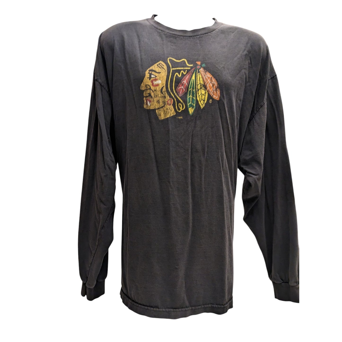 Vintage Antigua Chicago Blackhawks Shirt Men XL NHL Graphic Tee Long Sleeve