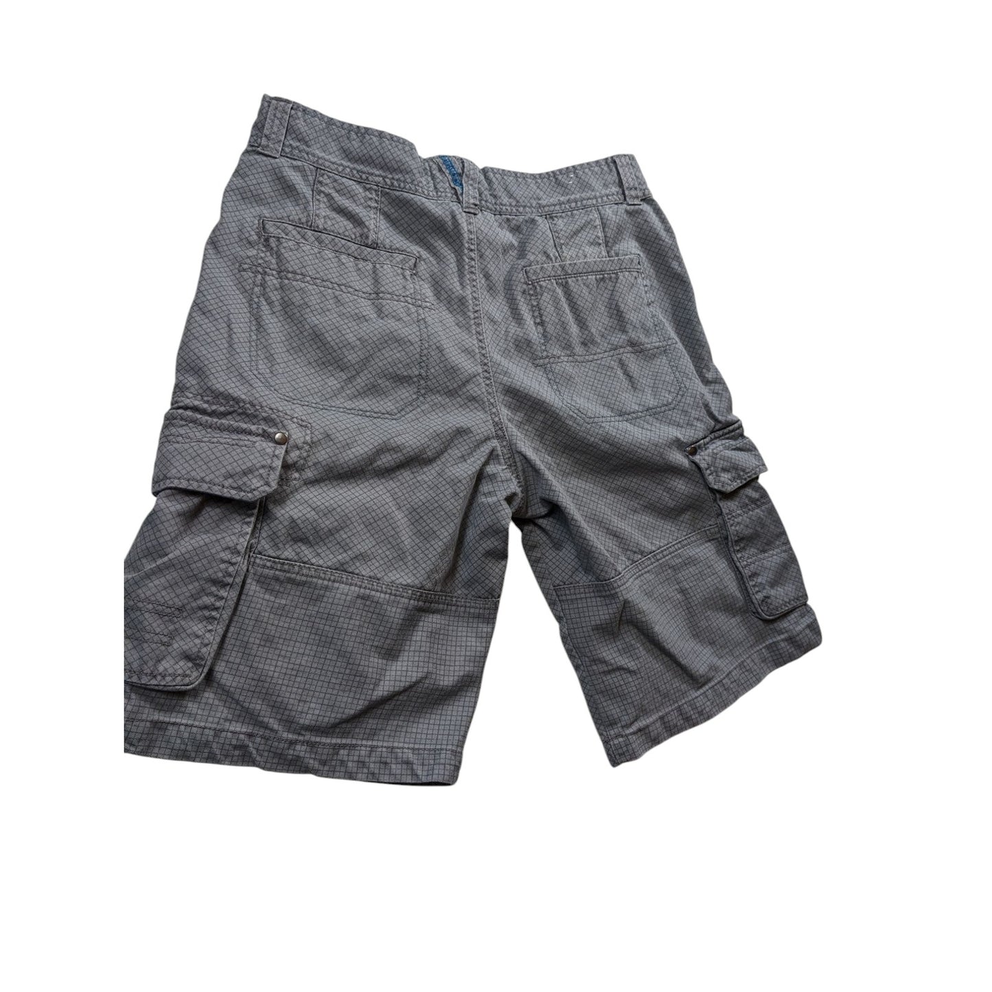 Ocean Pacific OP Mens 34 Cargo Shorts Utility Pockets Checkered Grid Pattern