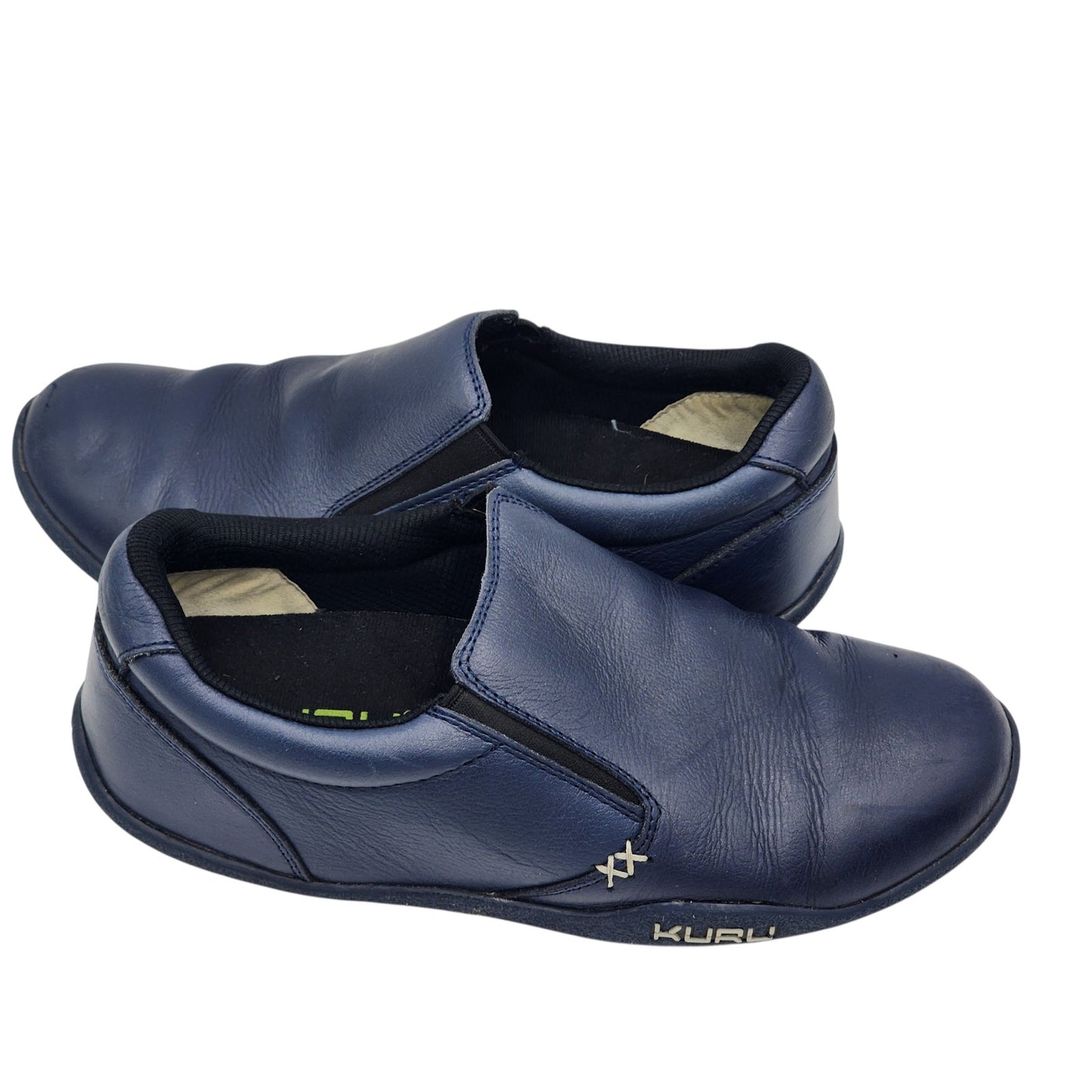 KURU Shoes Womens 11.5 Blue Leather Slip On Comfort Casual Walking Kivi Plantar