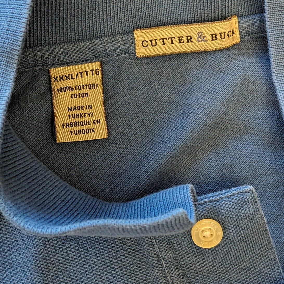 Cutter Buck Corona Extra Polo Shirt Mens XXXL 3XL Blue Cotton Short Sleeve Golf