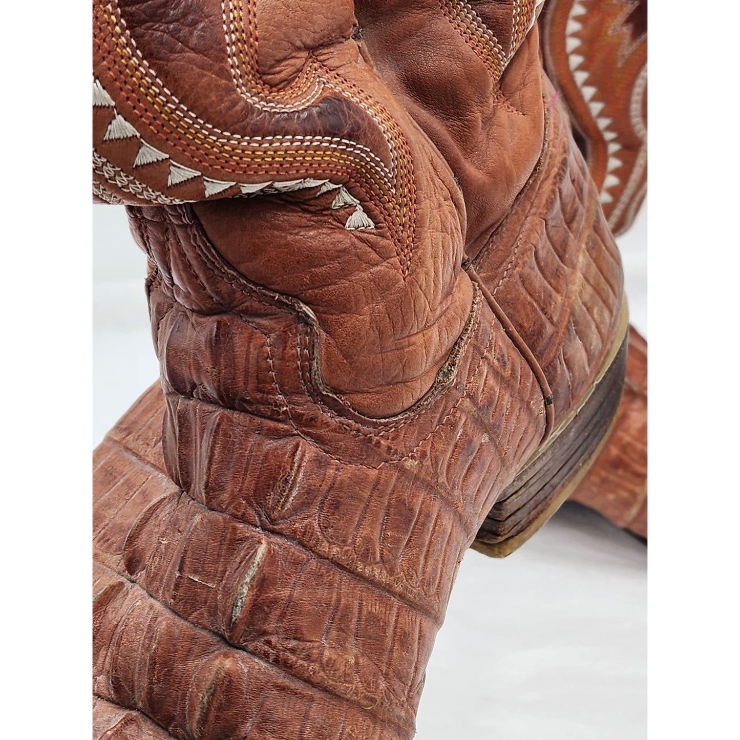 Holster Cowboy Boots Mens Size 9 Mexico Western Pointed Toe Distressed Exotic