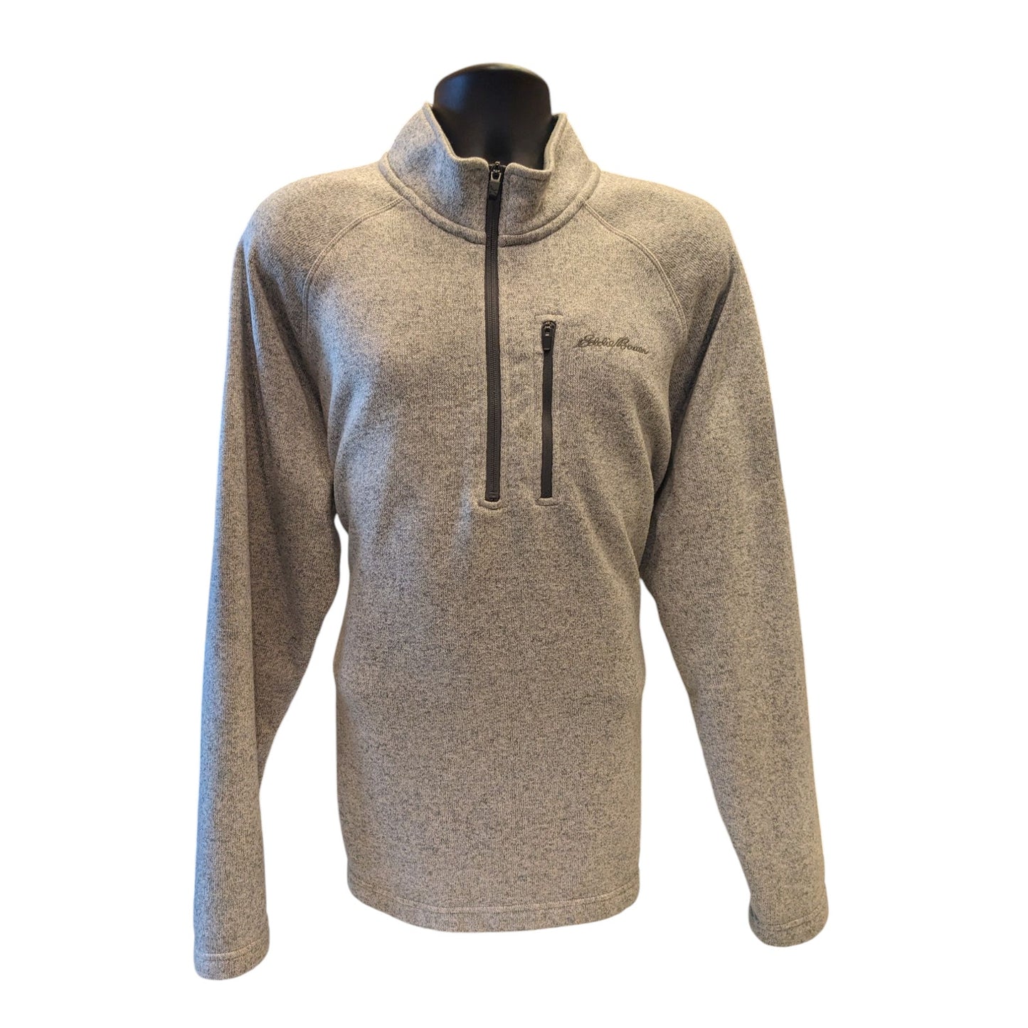 Eddie Bauer Fleece Sweater Mens XXL Gray 1/4 Zip Pullover Gray Hiking Sweatshirt