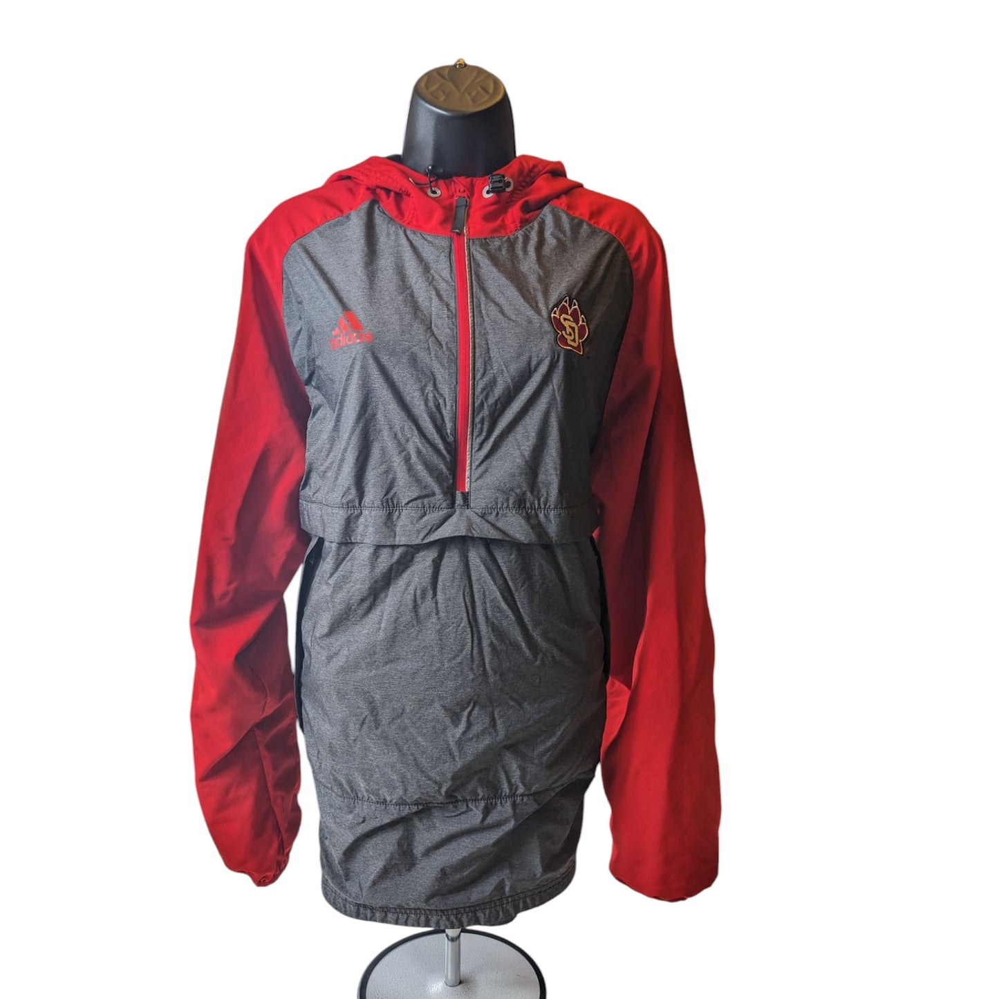Adidas Windbreaker Hoodie Mens Large South Dakota Coyotes Pullover Jacket Team
