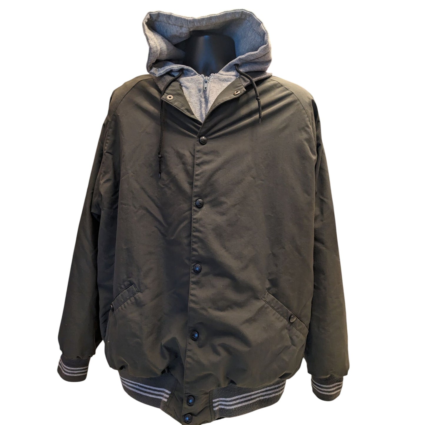 Guide Series Hooded Jacket Mens 2XLT Green Gray Zip Snap Fleece Hoodie Outdoor
