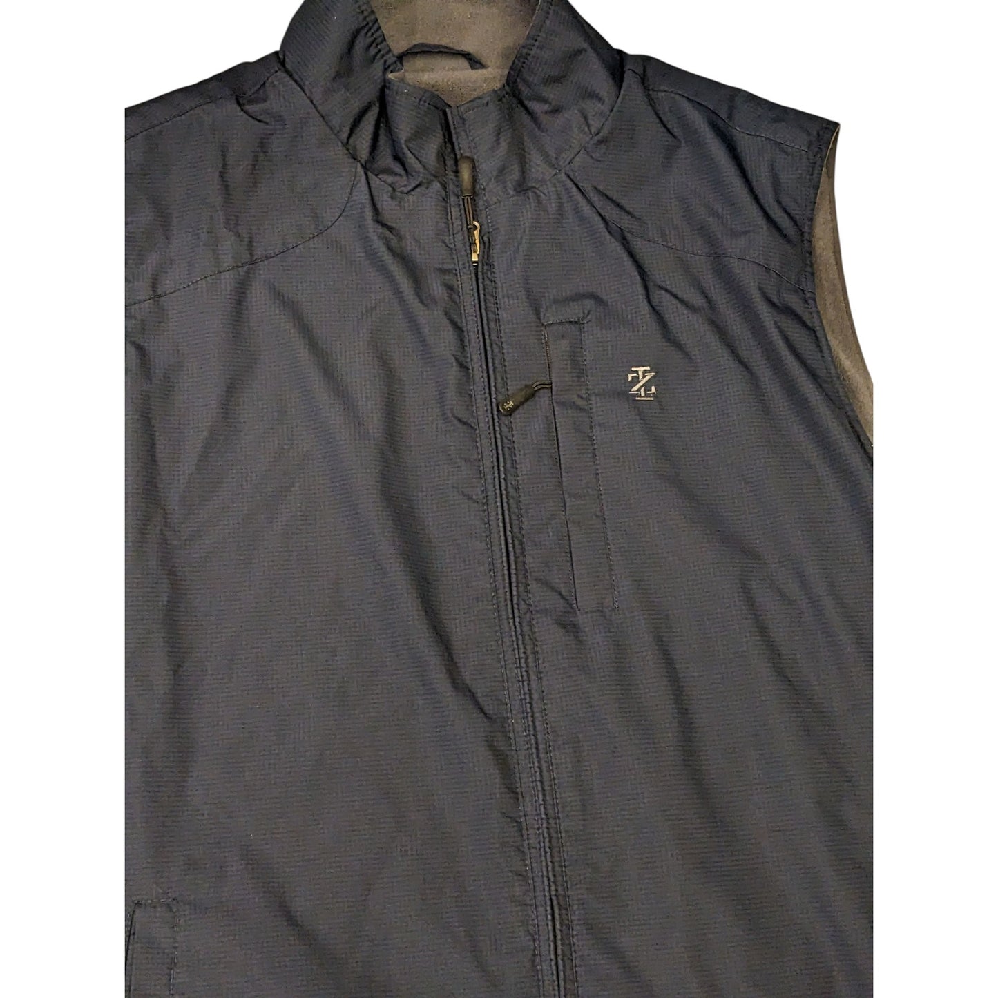 IZOD Fleece Lined Windbreaker Vest Mens Large Midnight Zip Up Golf Layer 606424