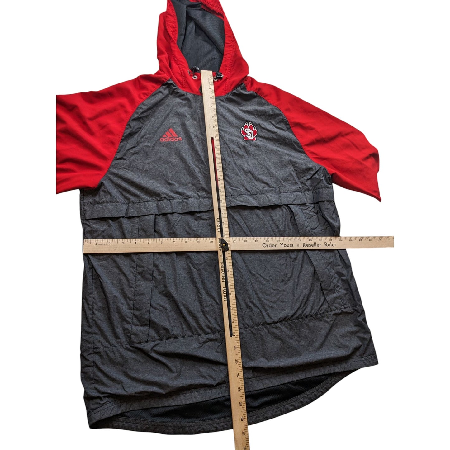 Adidas Windbreaker Hoodie Mens Large South Dakota Coyotes Pullover Jacket Team
