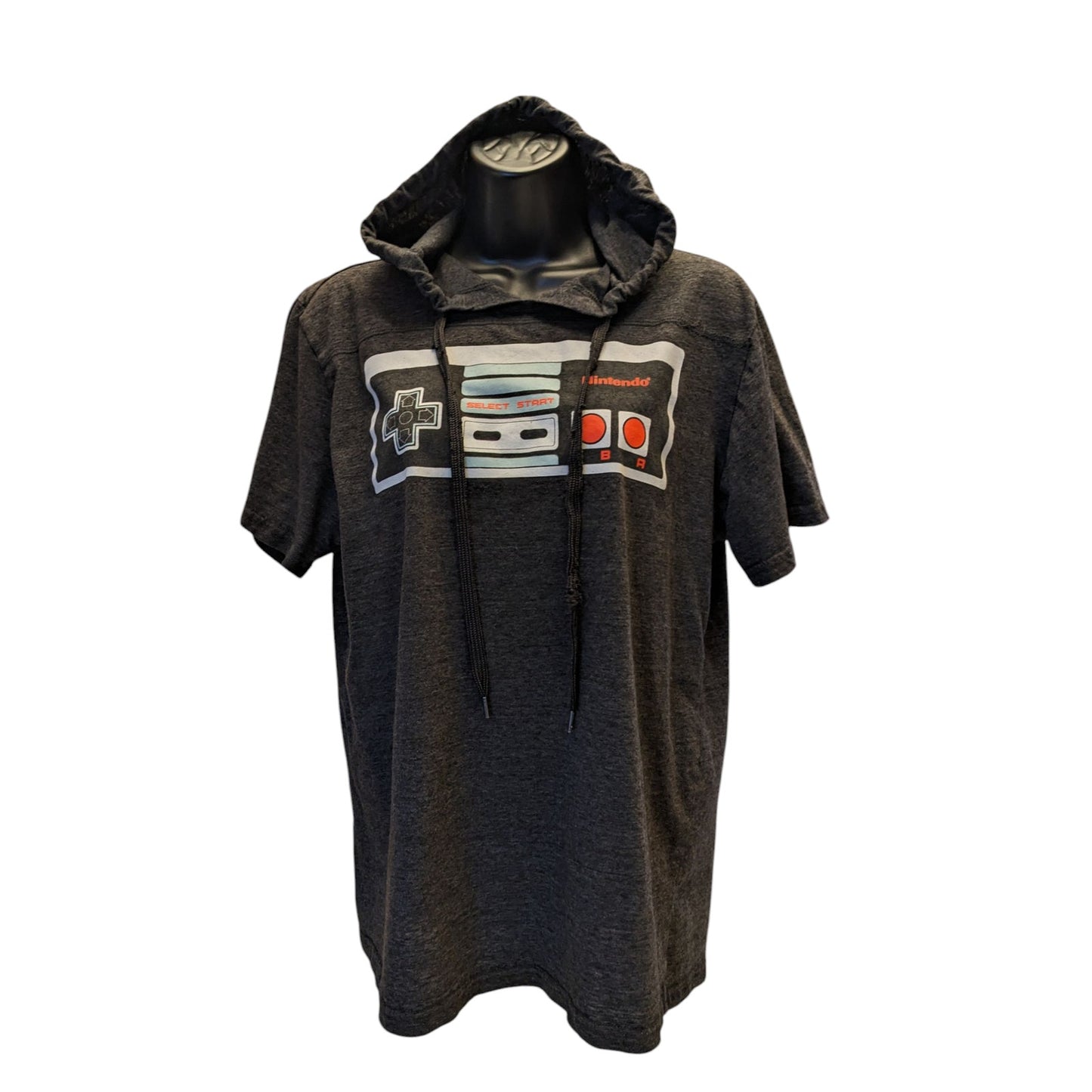 Nintendo NES Hooded T Shirt Women Large Mens Medium Gaming Graphic Tee Geek