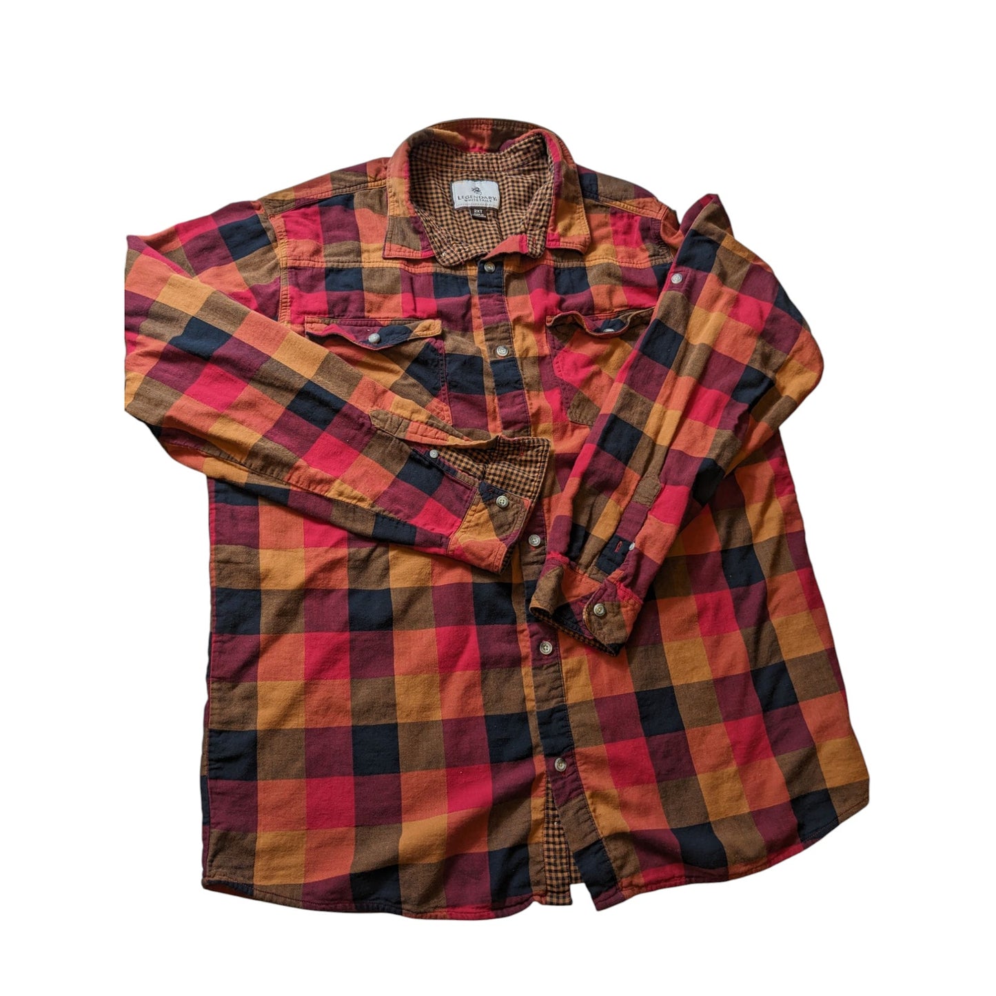 Legendary Whitetails Flannel Shirt Men 2XLT Buffalo Plaid Button Up Lumberjack
