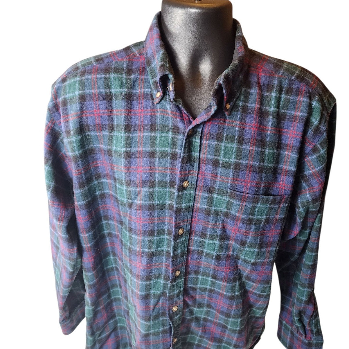 Pendleton Fireside Flannel Shirt Mens Large Wool Tartan Plaid Vintage Lumberjack