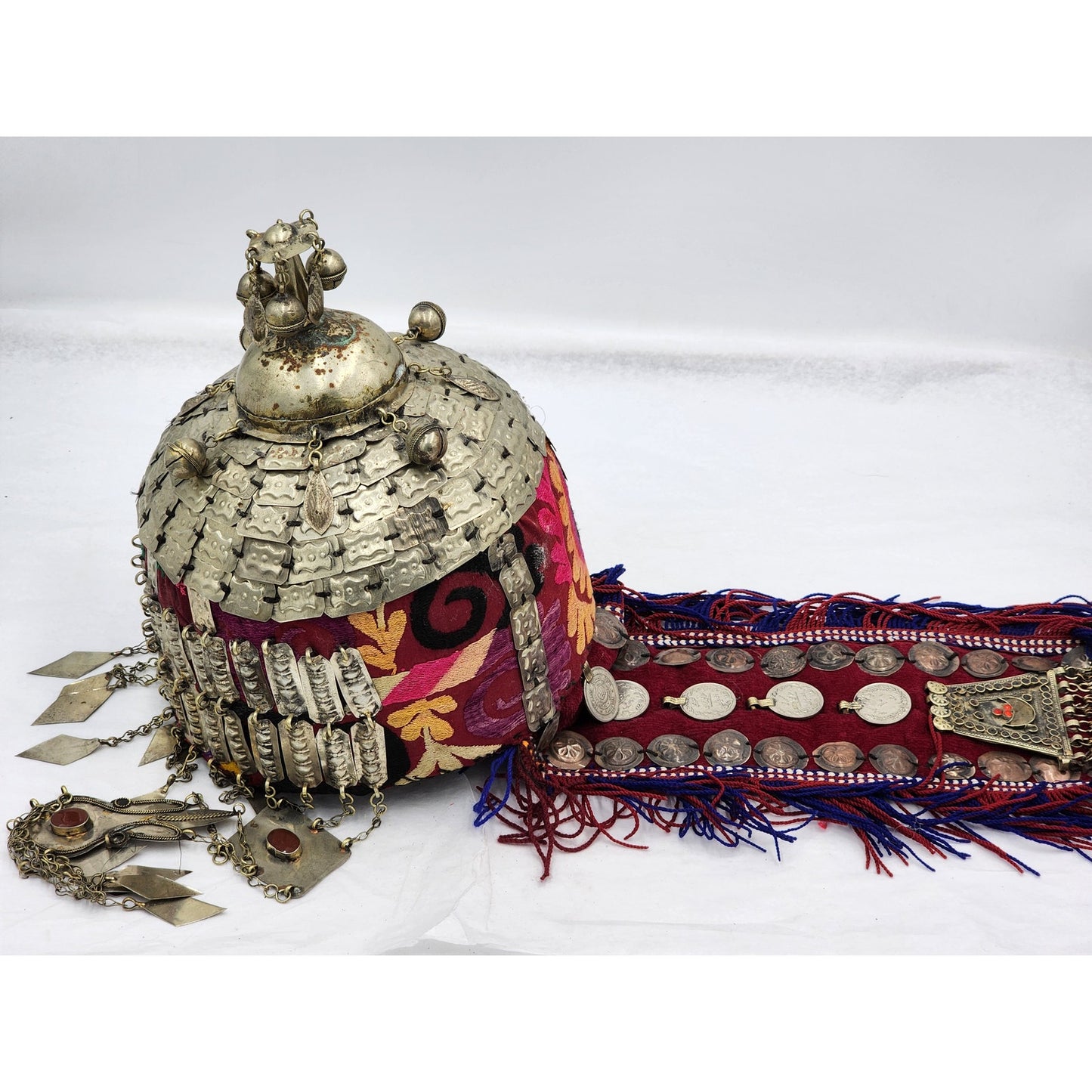 Vintage Bride Headdress Tribal Wedding Pendant Tassels Ceremony Asian Boho 24"