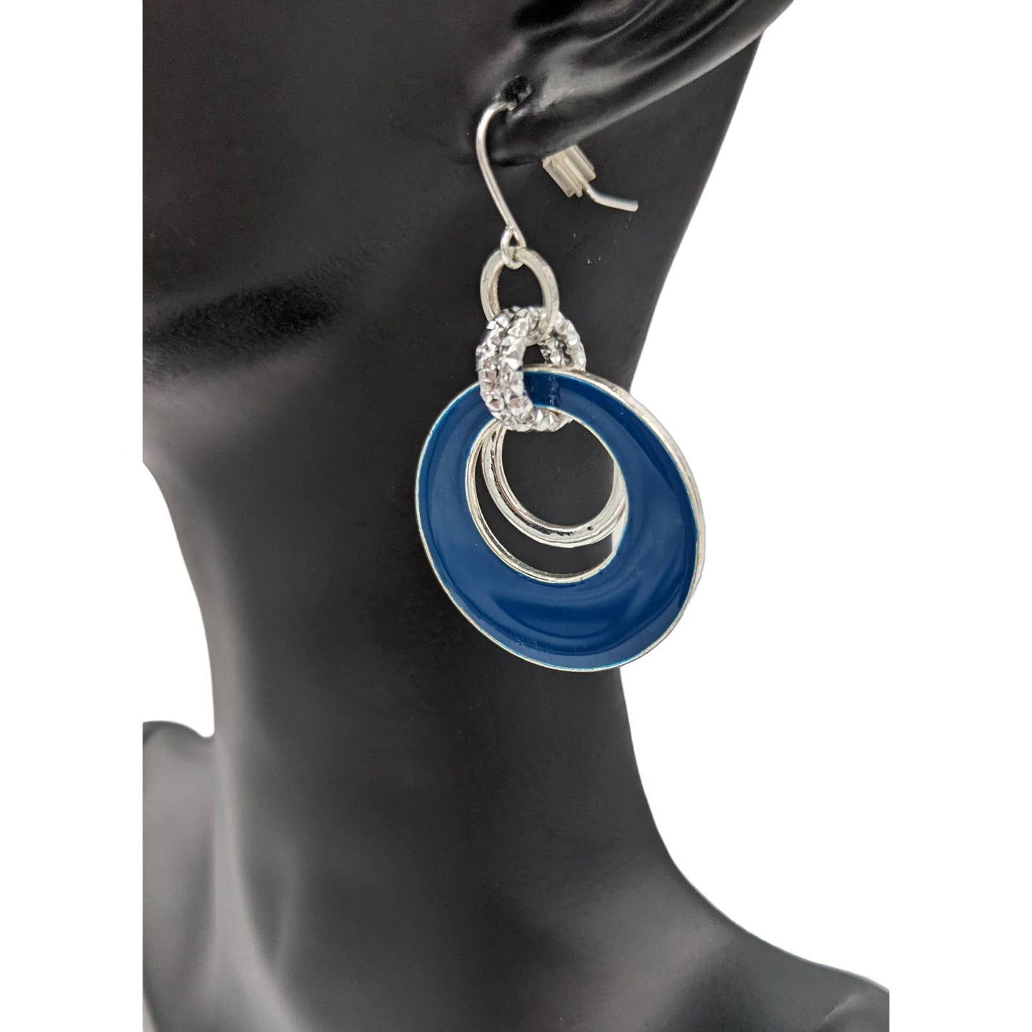 Double Circle Dangle Earrings Women Blue Fashion Elegant Classy Fashion Jewelry