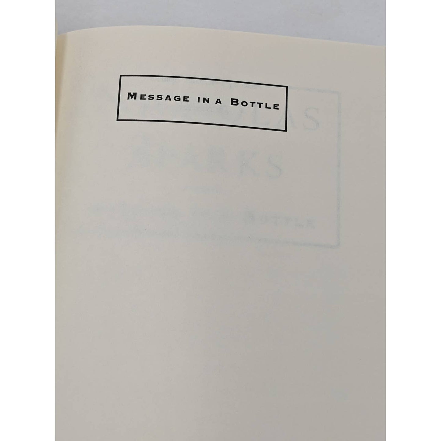 Message In A Bottle By Nicholas Sparks Romance Novel First Printing Vintage 1998
