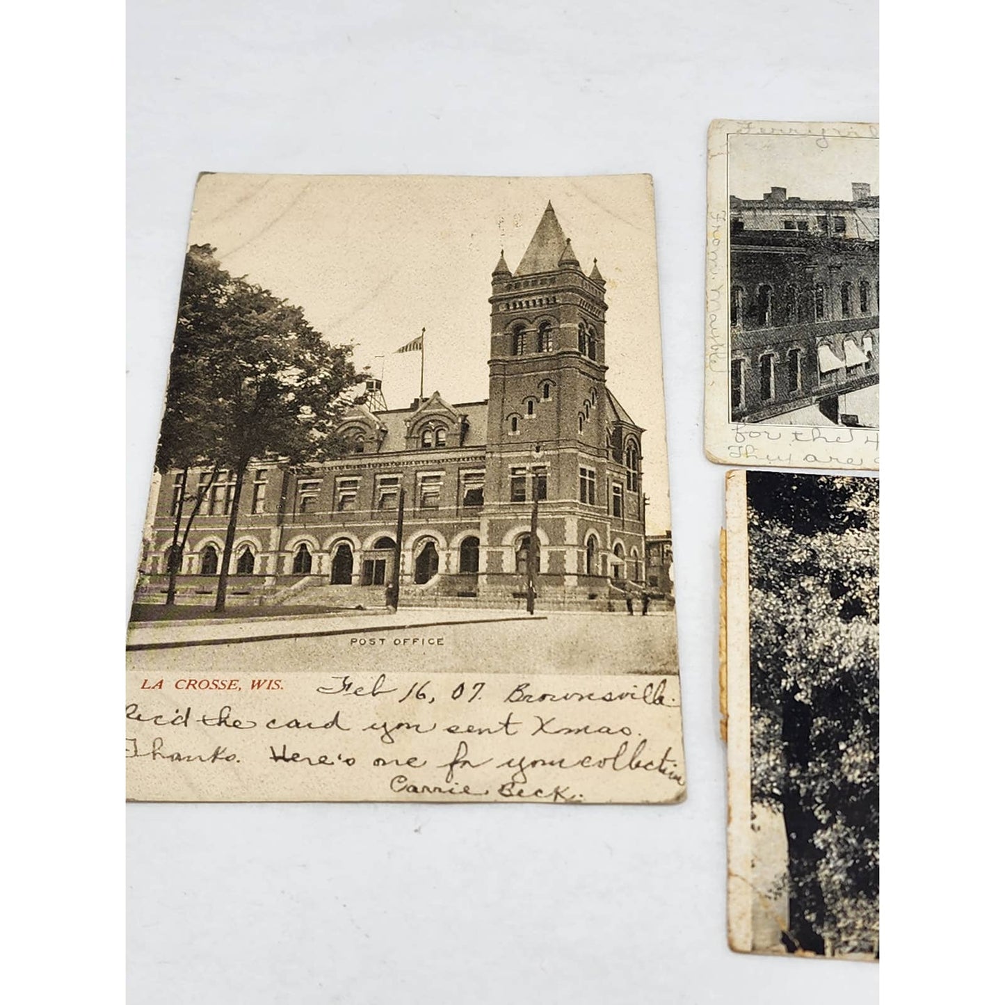 Antique Postcards c1907 Main Street La Crosse Wisconsin Lake Como Post Office