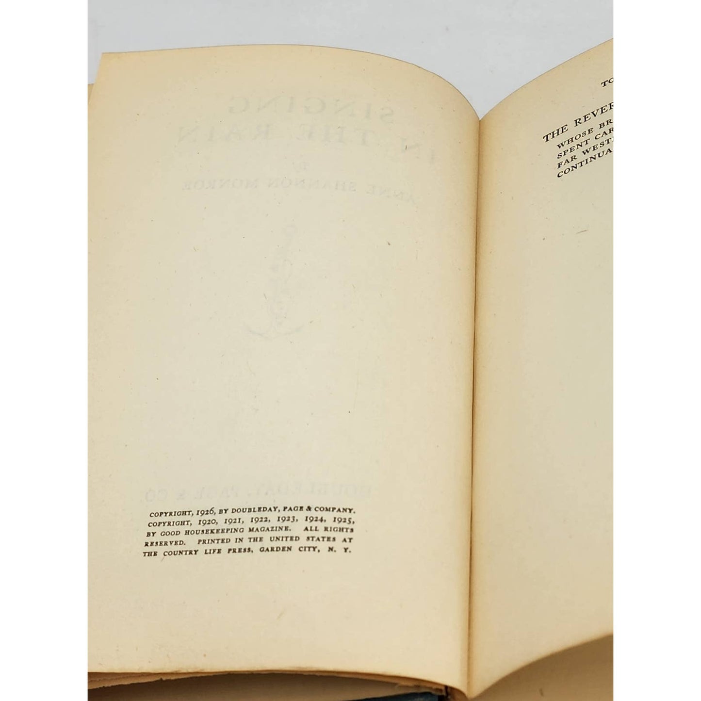 Singing In The Rain By Anne Shannon Monroe Antiquarian 1926