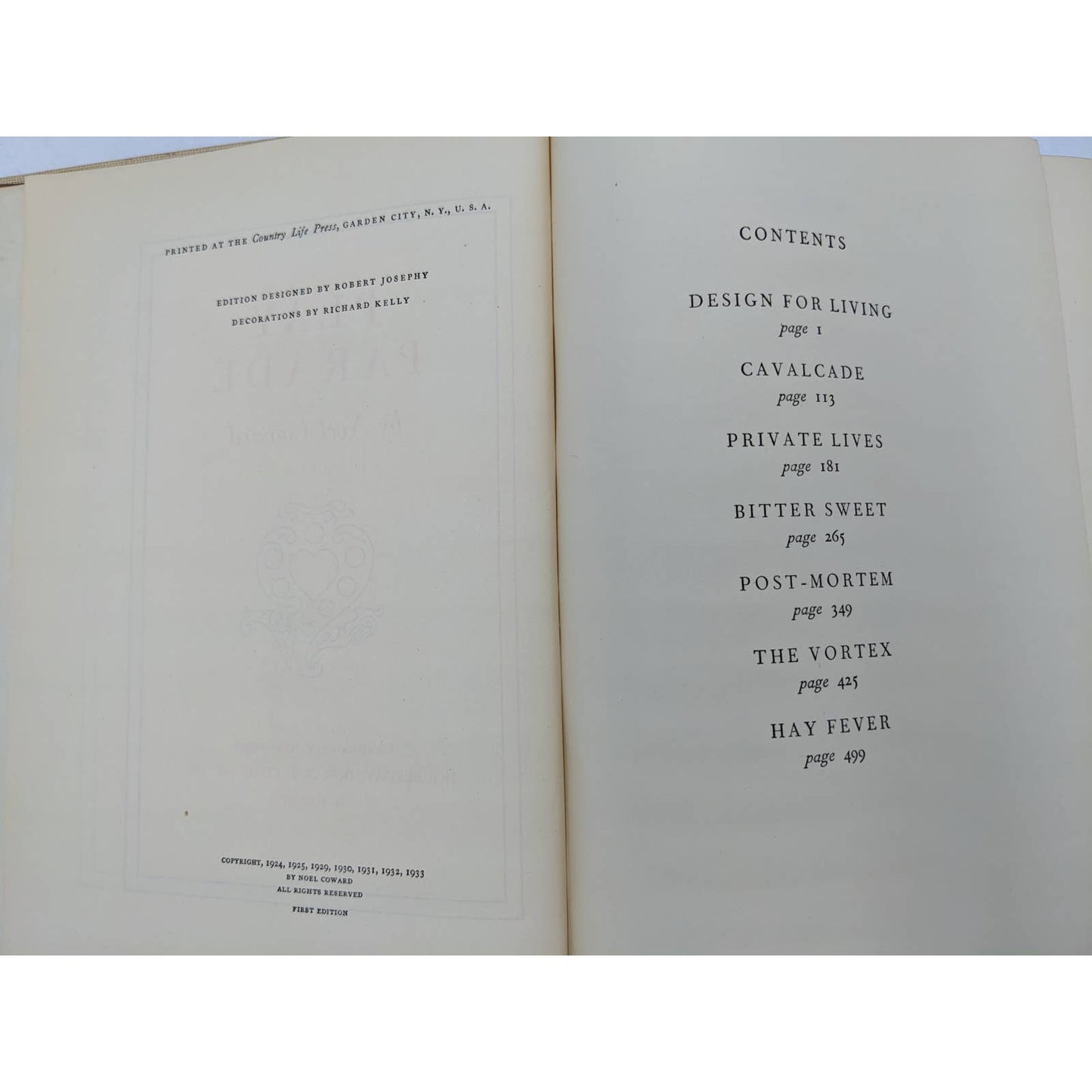Play Parade By Noel Coward 1933 Book