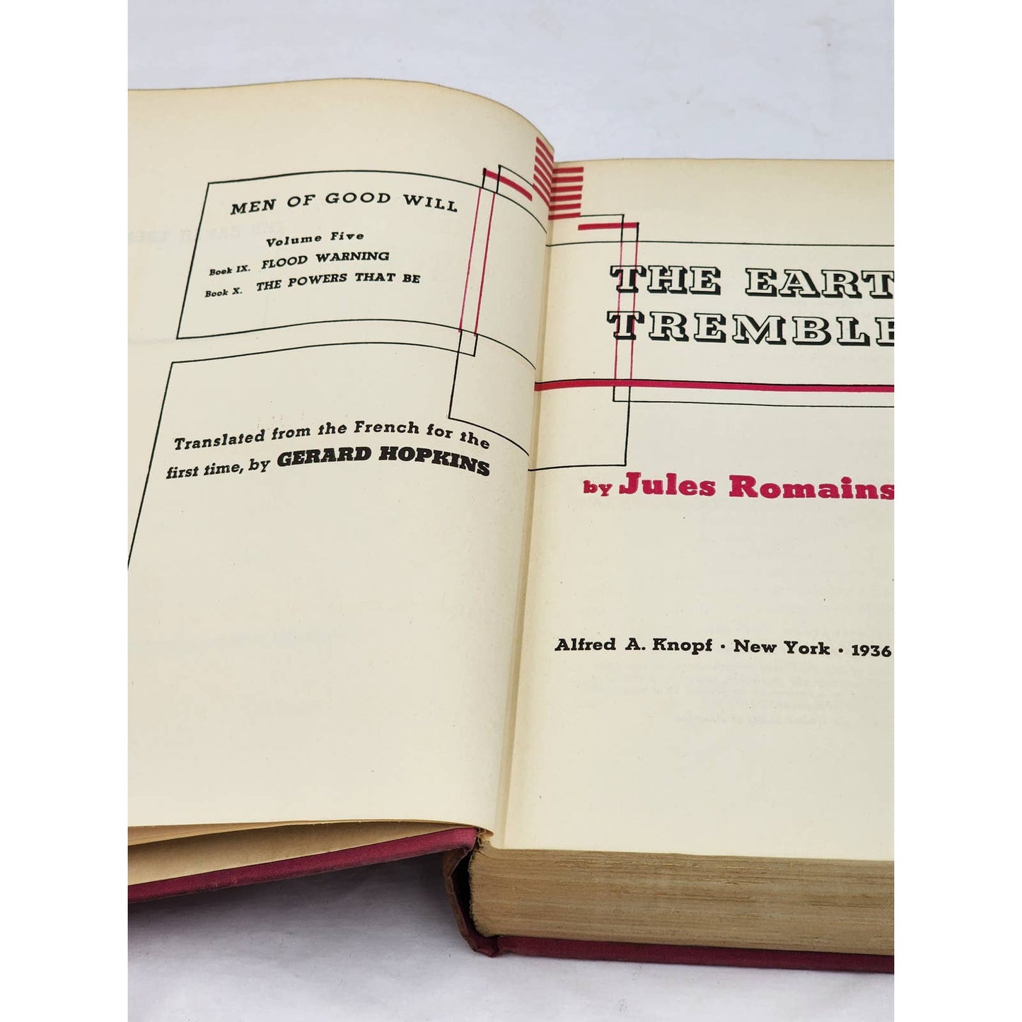 Earth Trembles Men Of Good Will By Jules Romains Vol 5 1st American Edition 1936