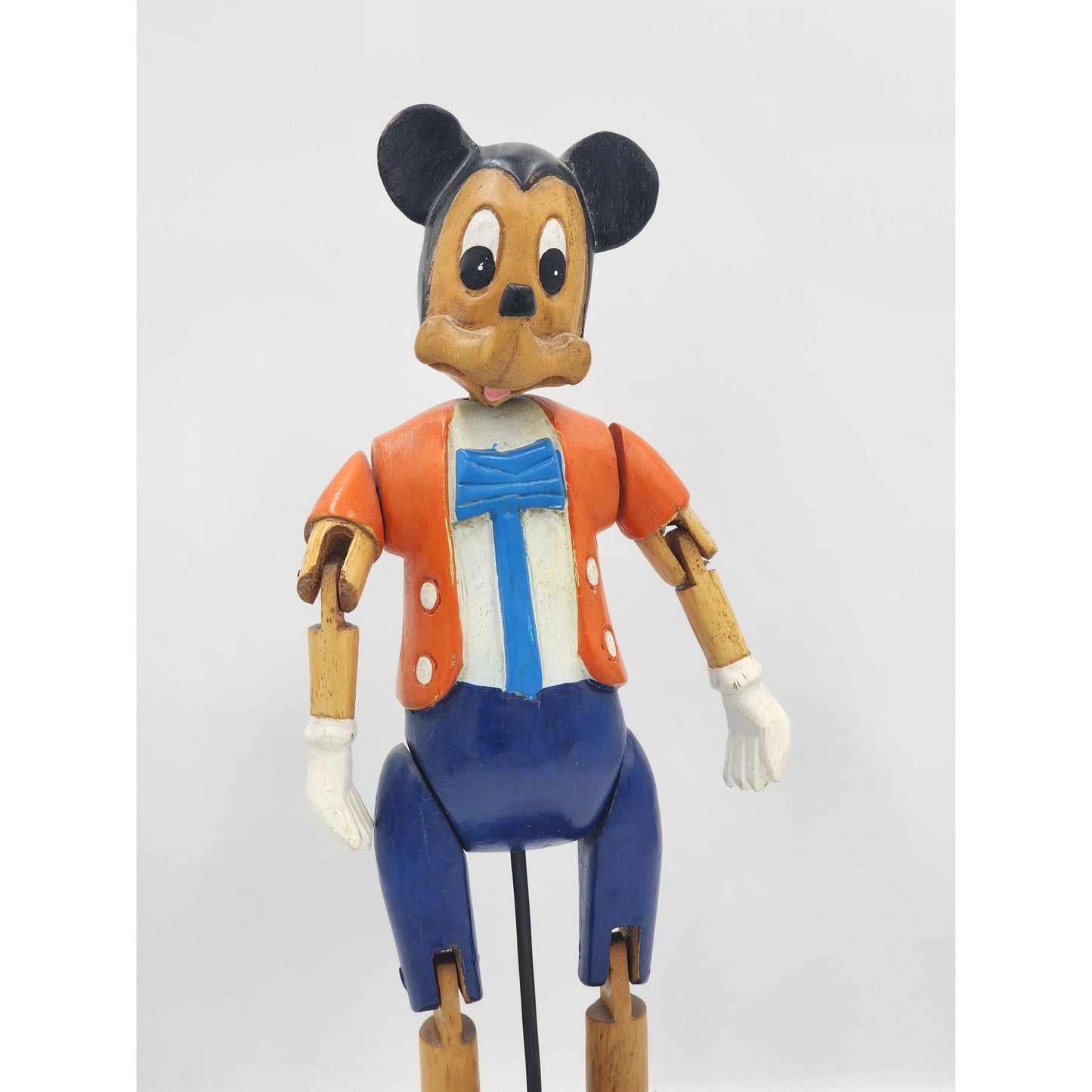 Rare Disney Mickey Mouse Marionette Puppet On Stand Vintage Collectible Wood 17"