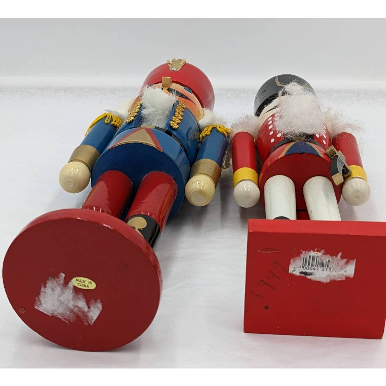 Vintage Nutcracker Set 2 Solder King Red/Black Red/Blue 13" And 15" Tall