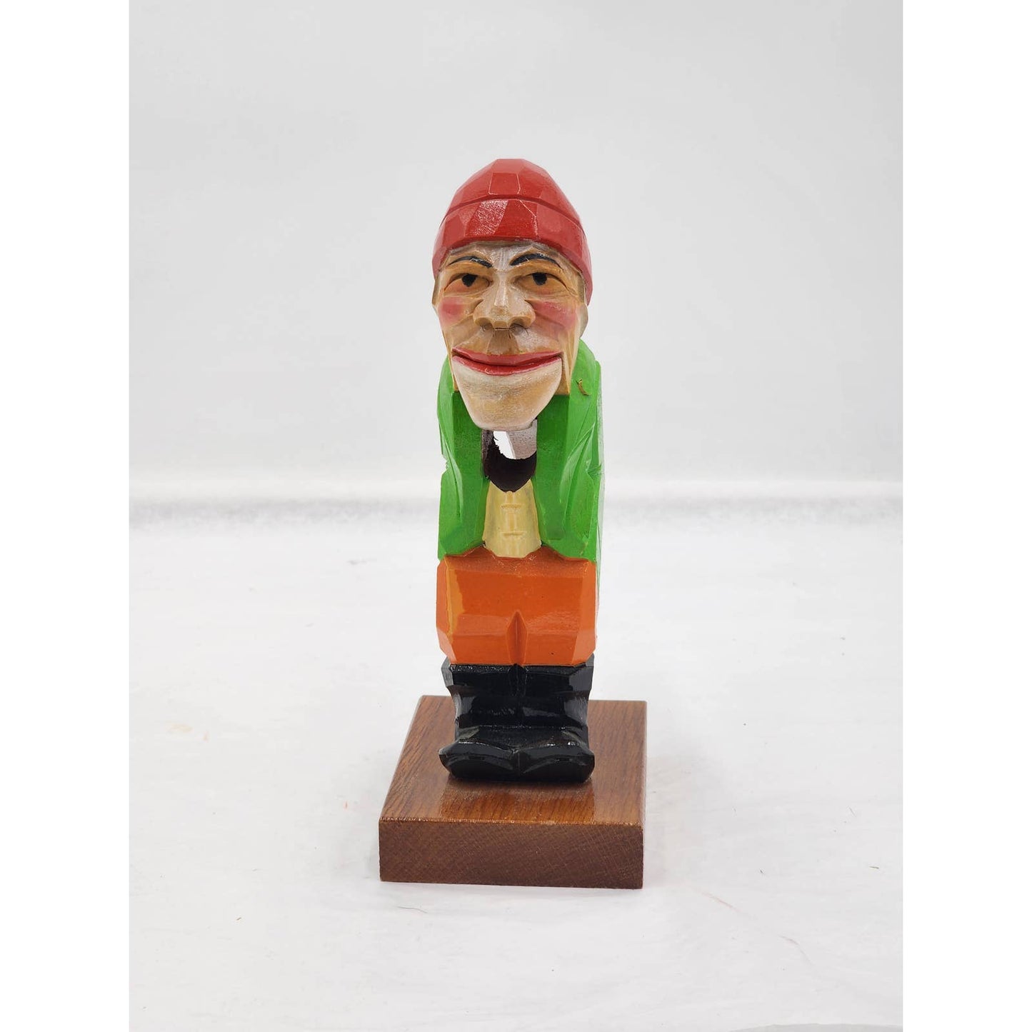 Nutcracker German Fisherman Fishing Hand Wood Carved Vintage Rare 9"