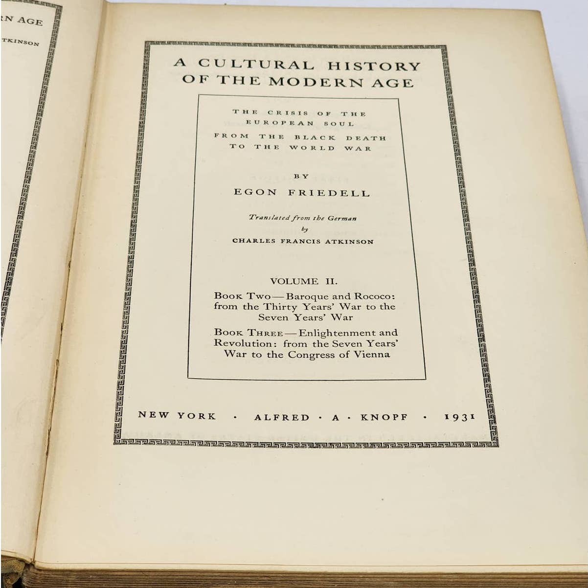 A Cultural History Of Modern Age By Egon Friedell First Edition Renaissance 1931