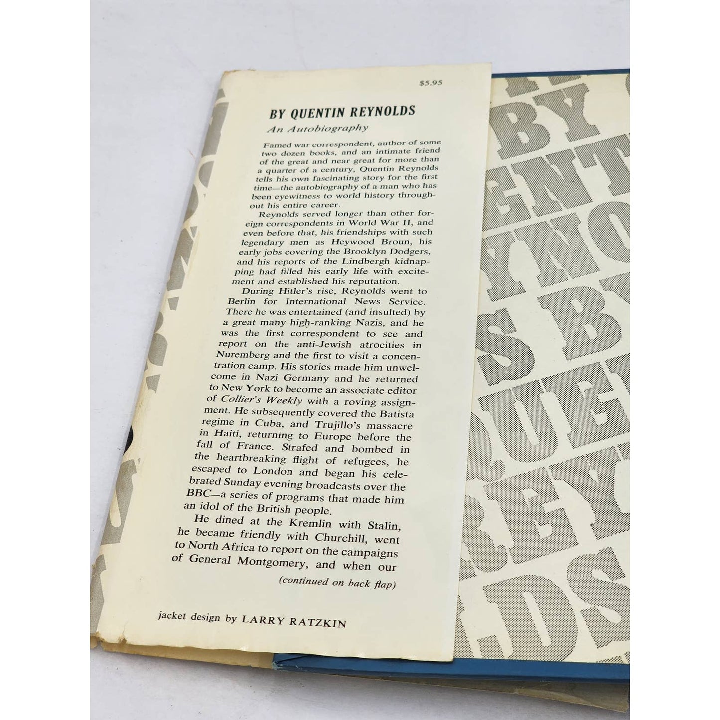 By Quentin Reynolds An Autobiography Journalist War Correspondent Vintage 1963