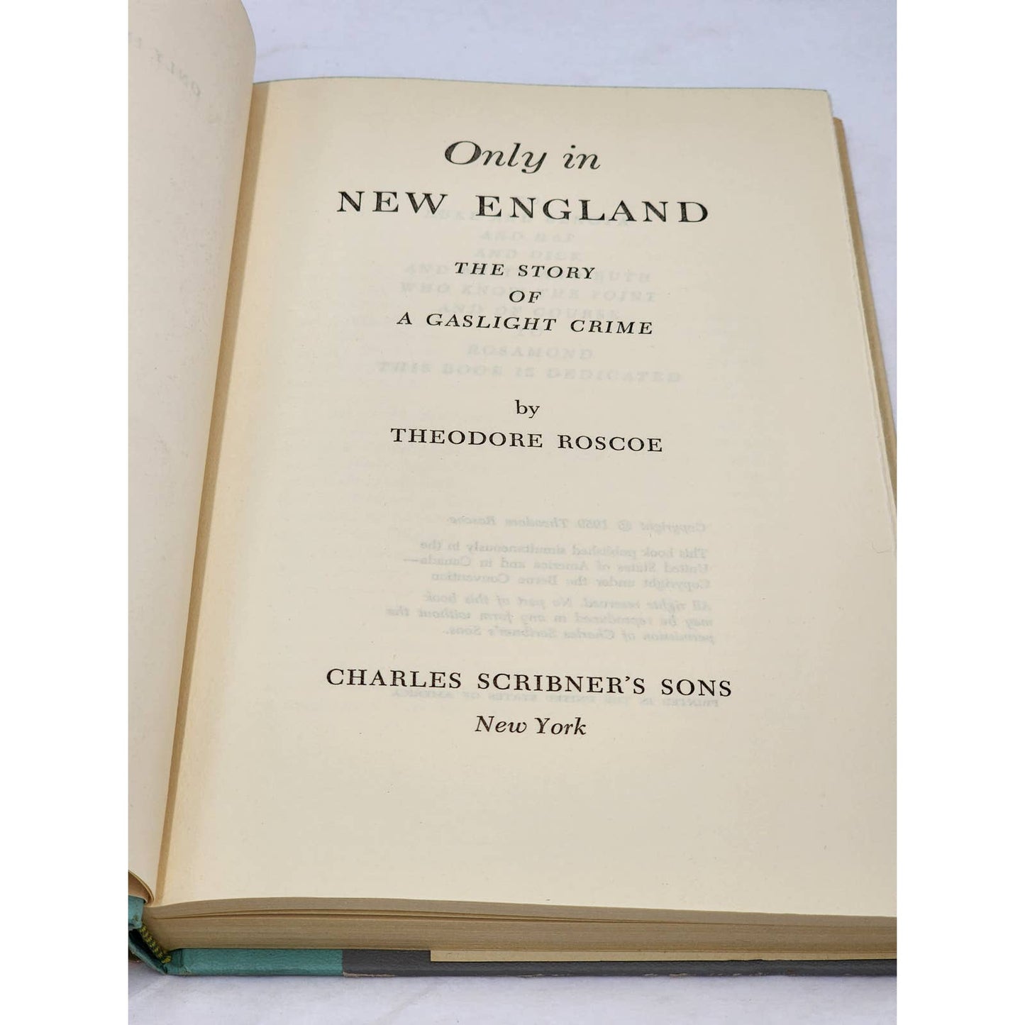Only In New England By Theodore Roscoe The Story Of A Gaslight Crime 1959