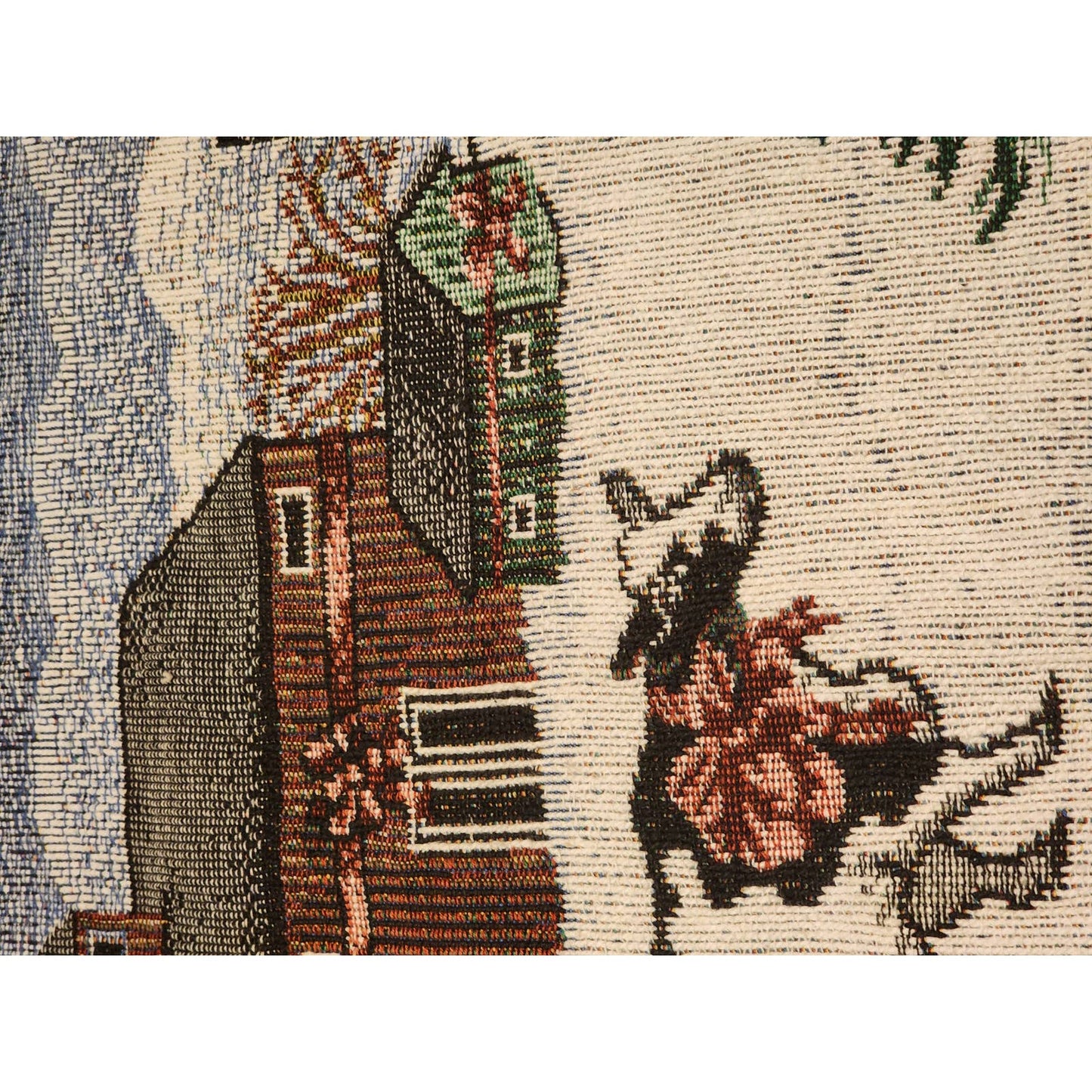 Vintage Tapestry Rug Country Christmas Cow Barn Rustic Farmhouse Table 20x36