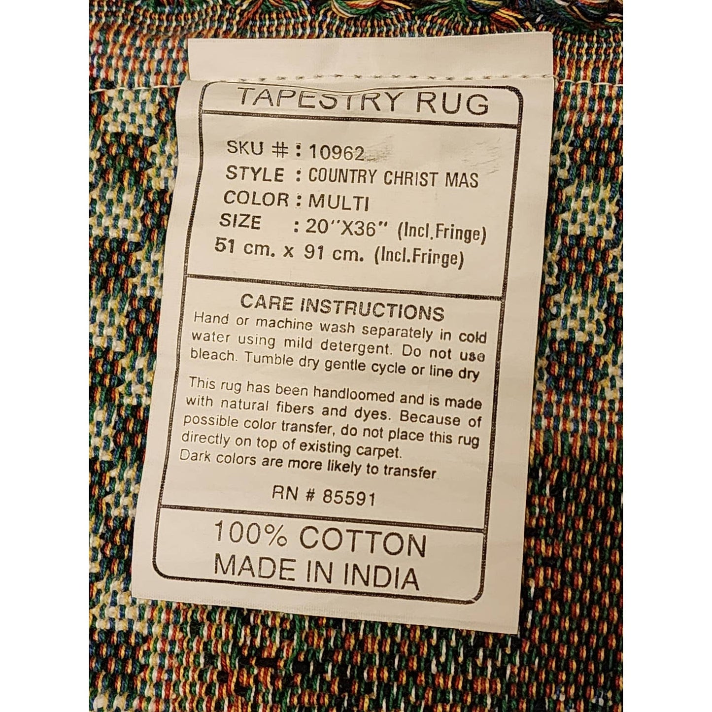 Vintage Tapestry Rug Country Christmas Cow Barn Rustic Farmhouse Table 20x36