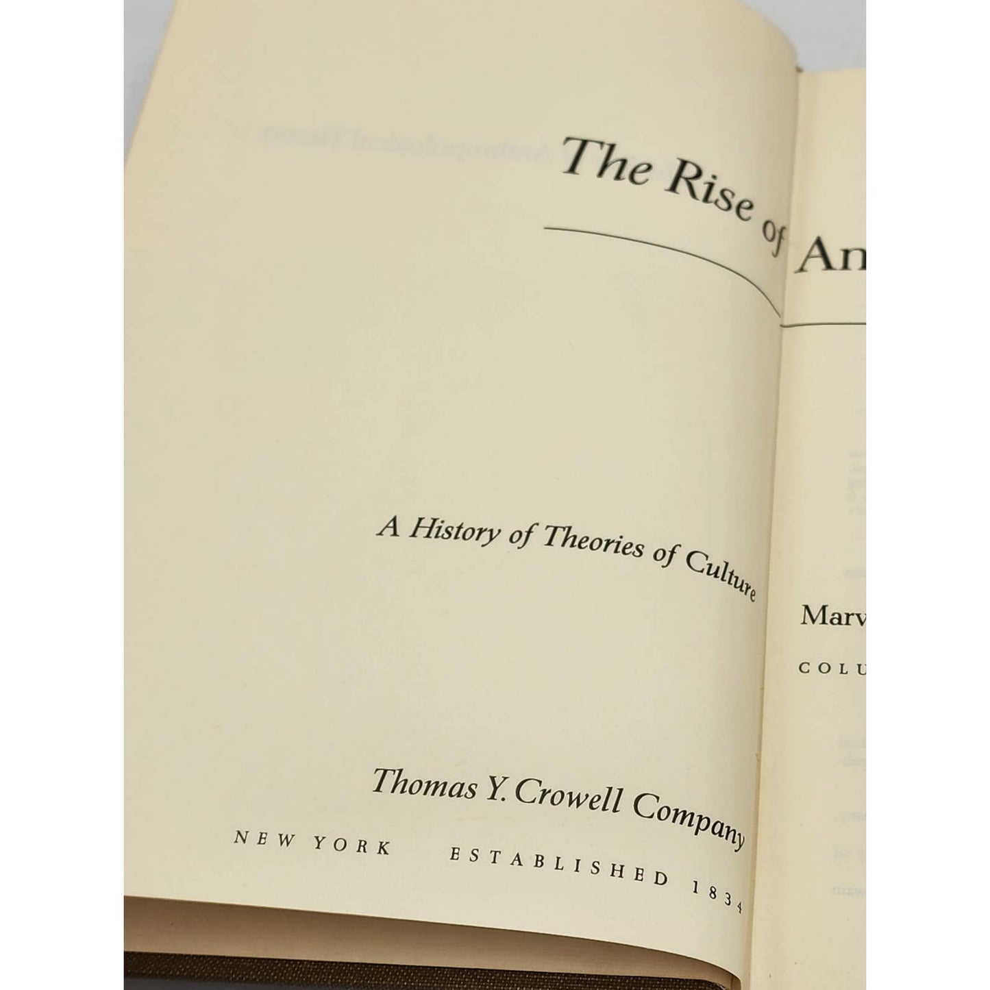 Rise Anthropological Theory History Theories Culture Marvin Harris Vintage 1968