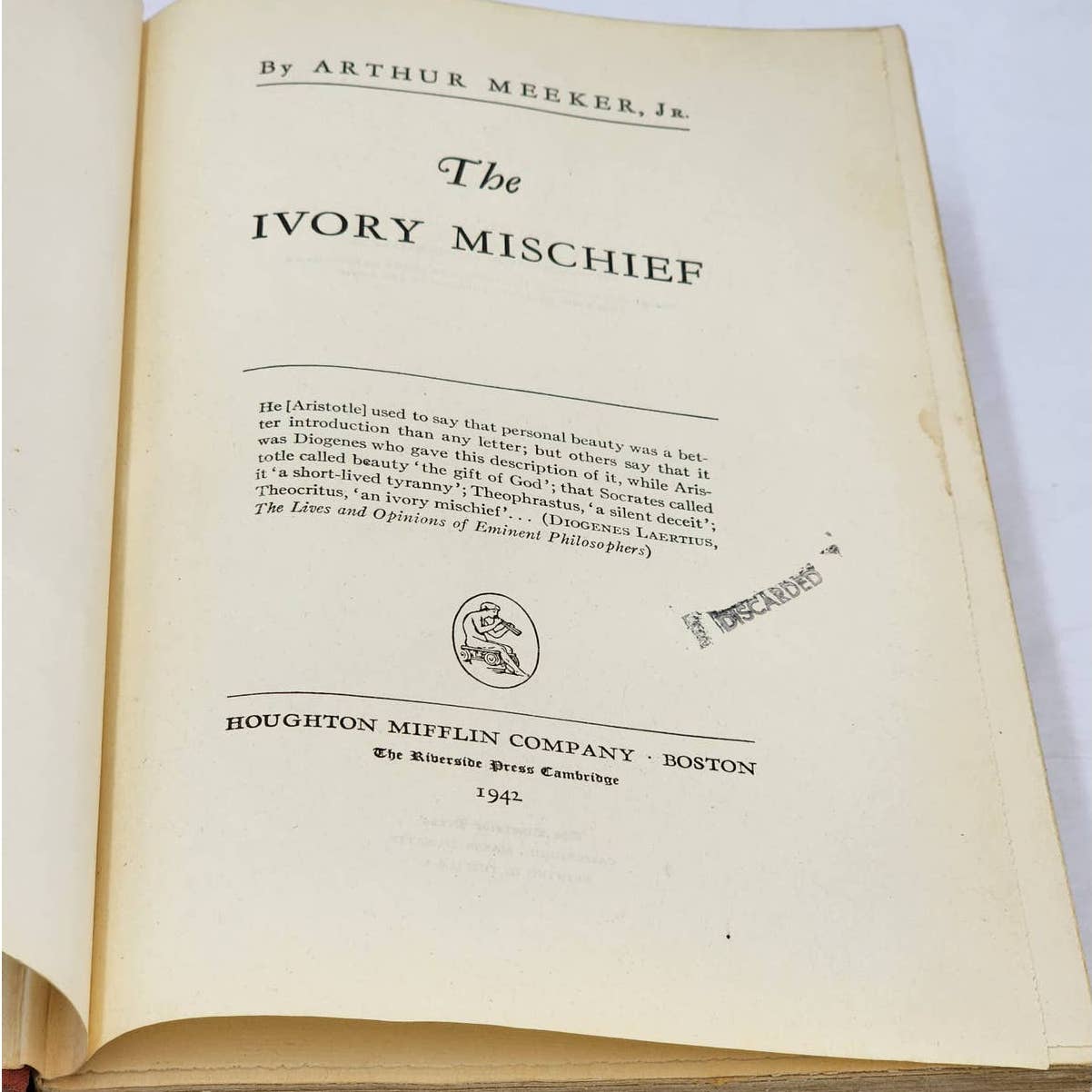 The Ivory Mischief By Arthur Meeker Jr Vintage 1942