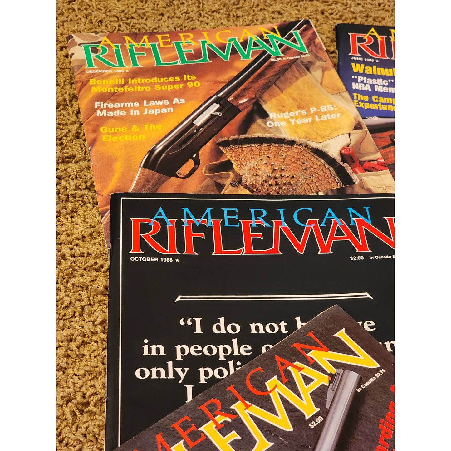 1988 The American Rifleman Magazine Lot 12 Vintage American History Hunting NRA