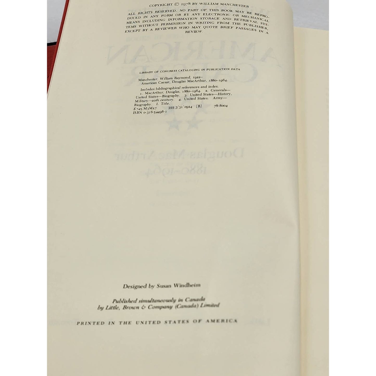 American Caesar Douglas Macarthur 1880-1964 By William Manchester Vintage 1978