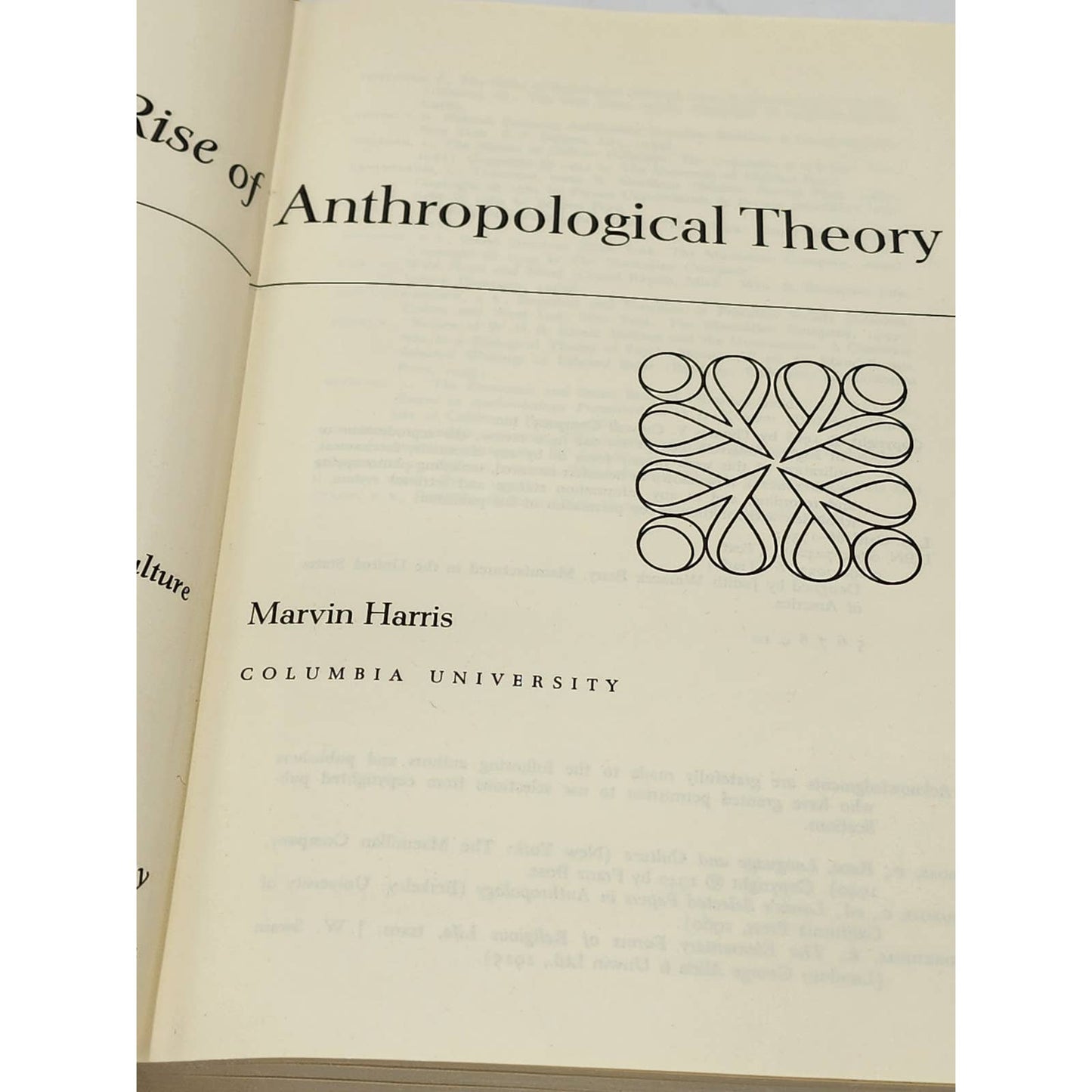 Rise Anthropological Theory History Theories Culture Marvin Harris Vintage 1968