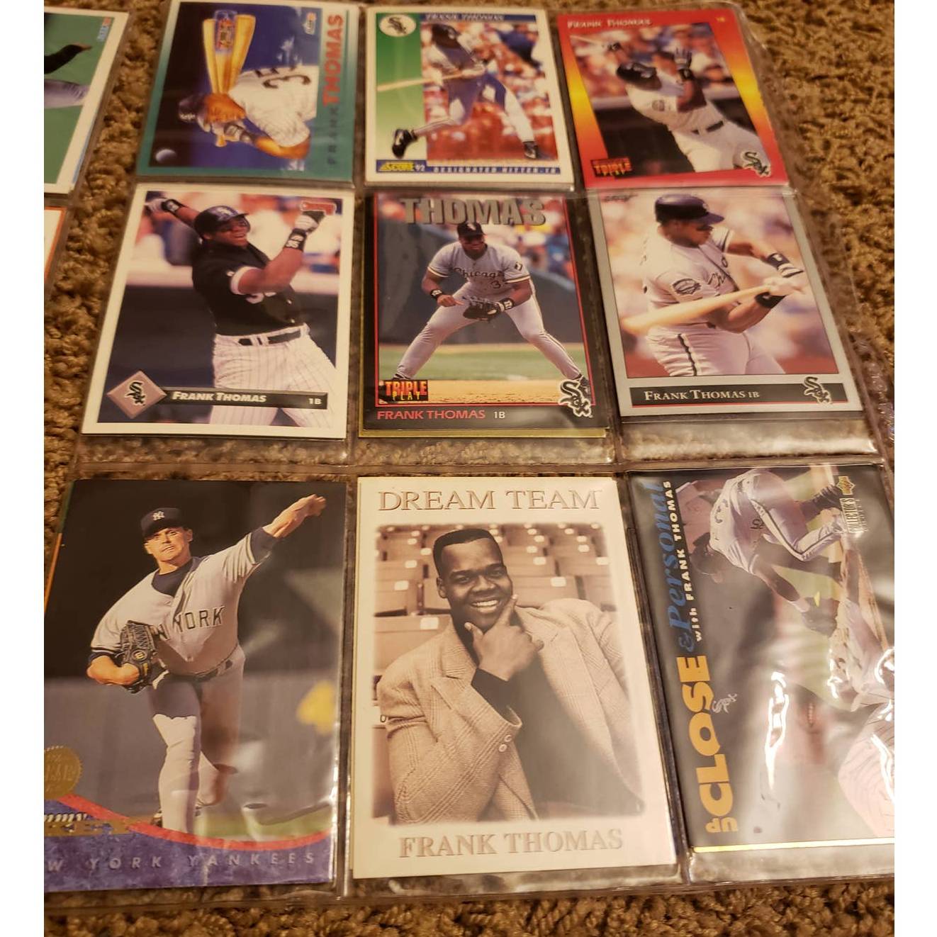 Large Lot of 1000+ Baseball Cards 90 are In Plastic Sleeve Pages 1970s-1990s