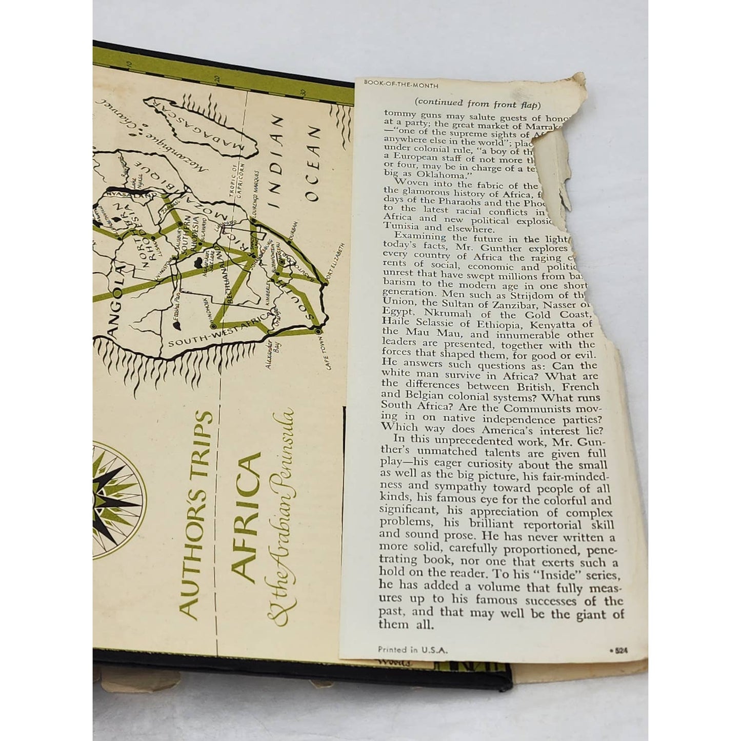 Inside Africa By John Gunther Vintage Book Travel 1955