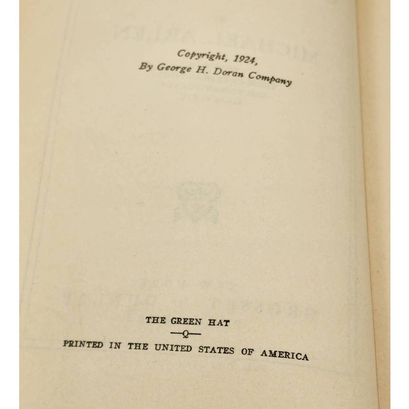 The Green Hat By Michael Arlen Best Selling Novel Early Edition Antiquarian 1924