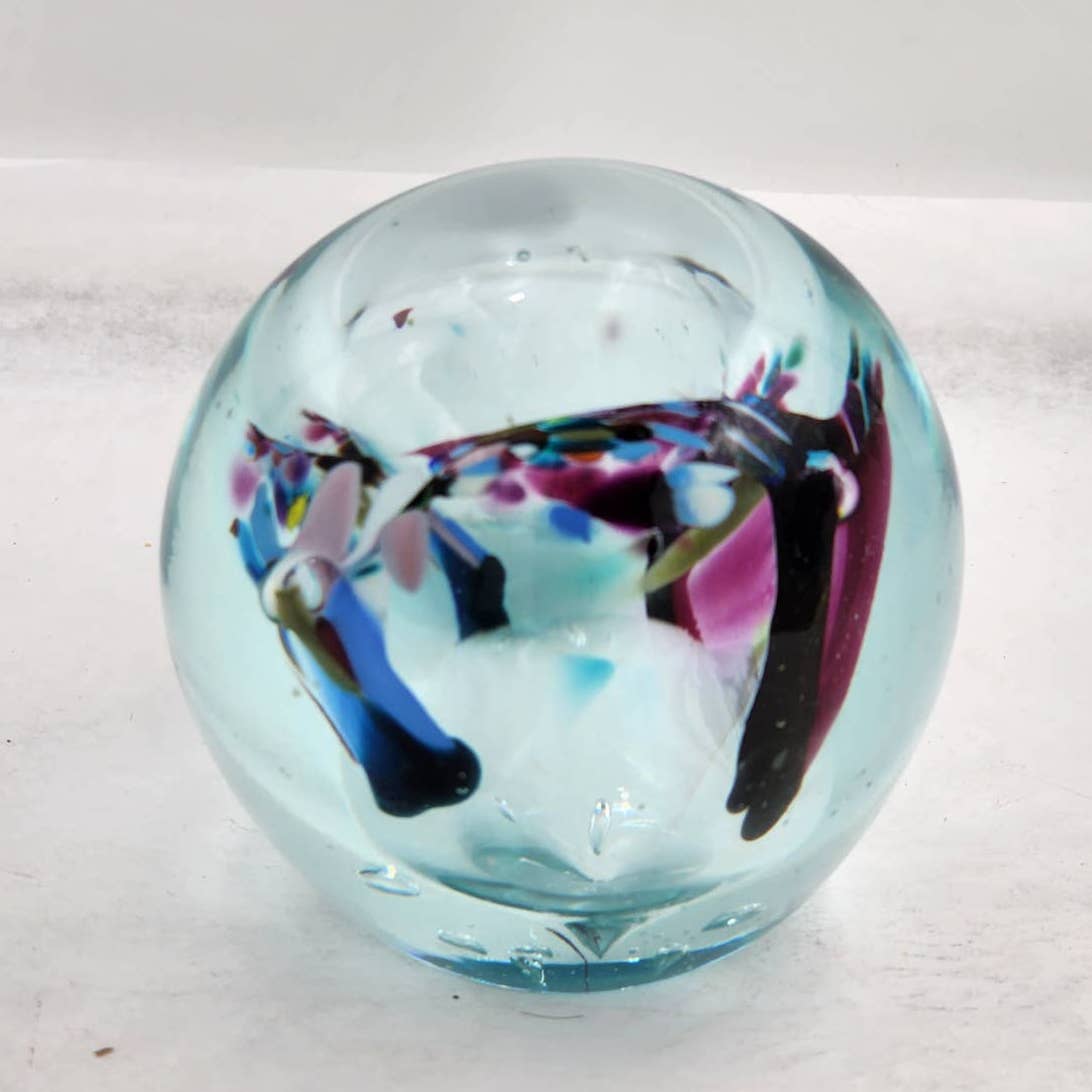 Paperweight Glass Vintage Art Glass Beautiful Multicolor Colorful 3"