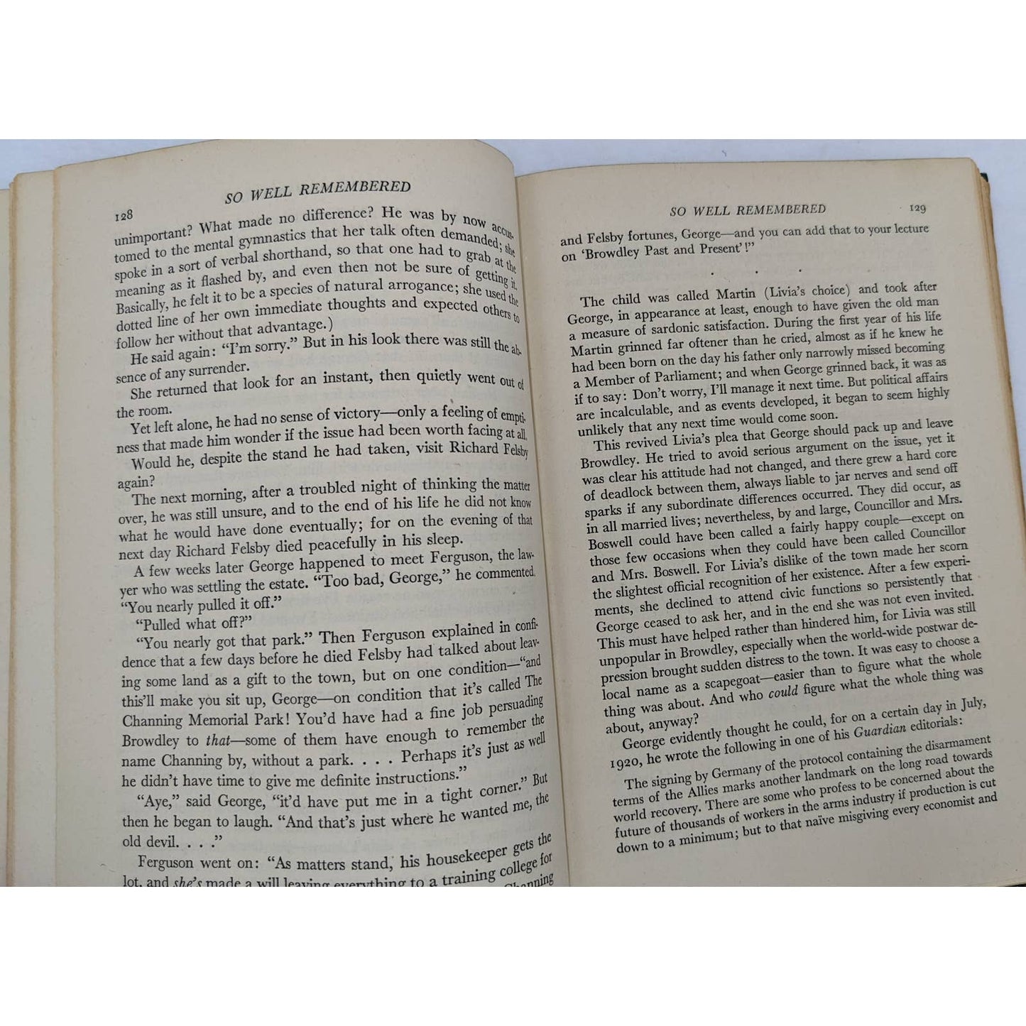 So Well Remembered By James Hilton Vintage Book Novel Early Edition 1945