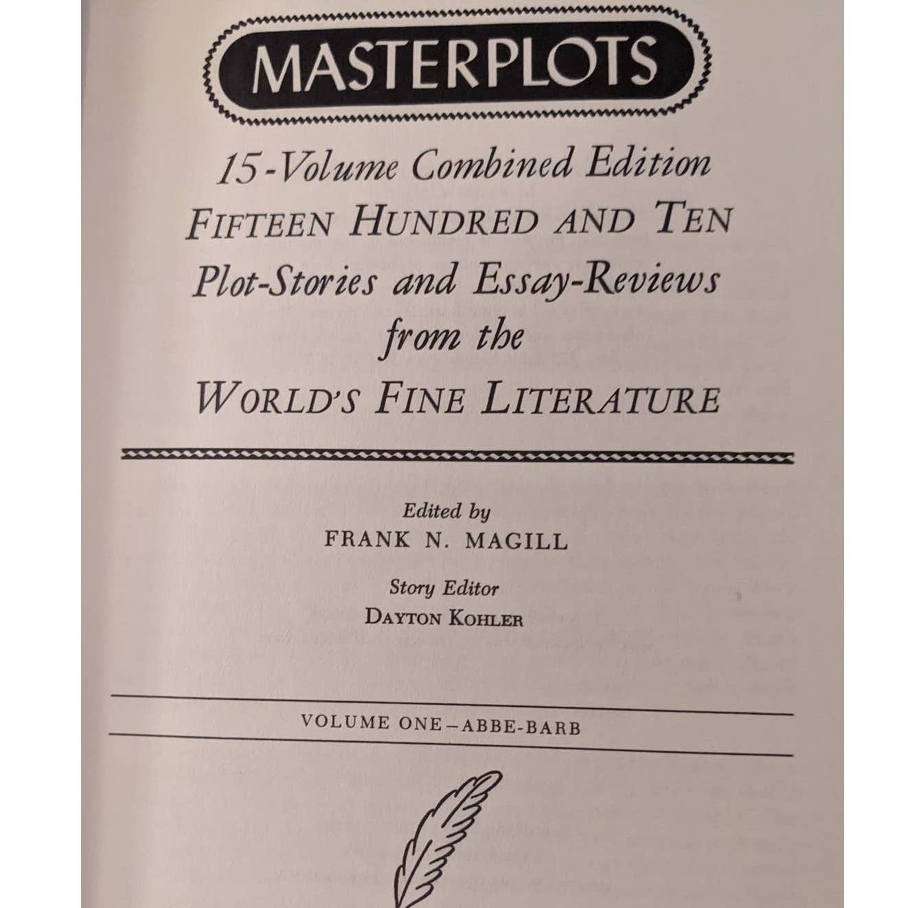 Masterplots Digests Of World Literature Volume I-II Synopsis Of Great Literature