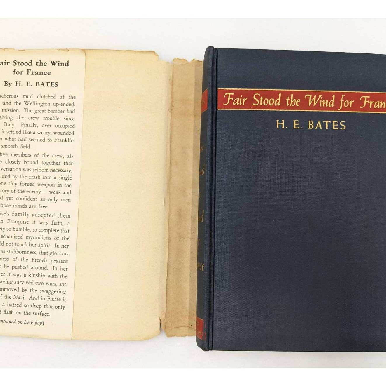 Fair Stood the Wind for France by H.E. Bates Vintage Novel WW2 Pilot 1944