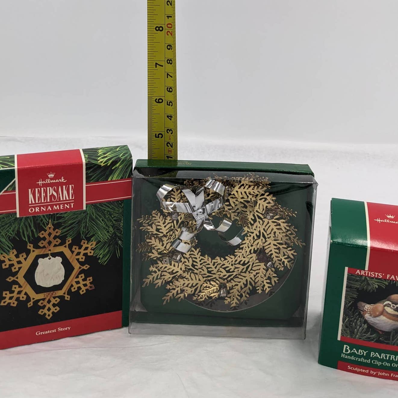 Hallmark Ornaments Vintage Christmas Greatest Story Gratitude Baby Partridge Box