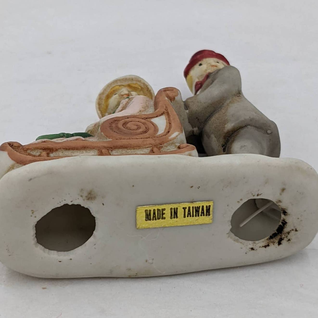 Set of 2 Christmas Figurines Waving Santa Present Carriage Horse