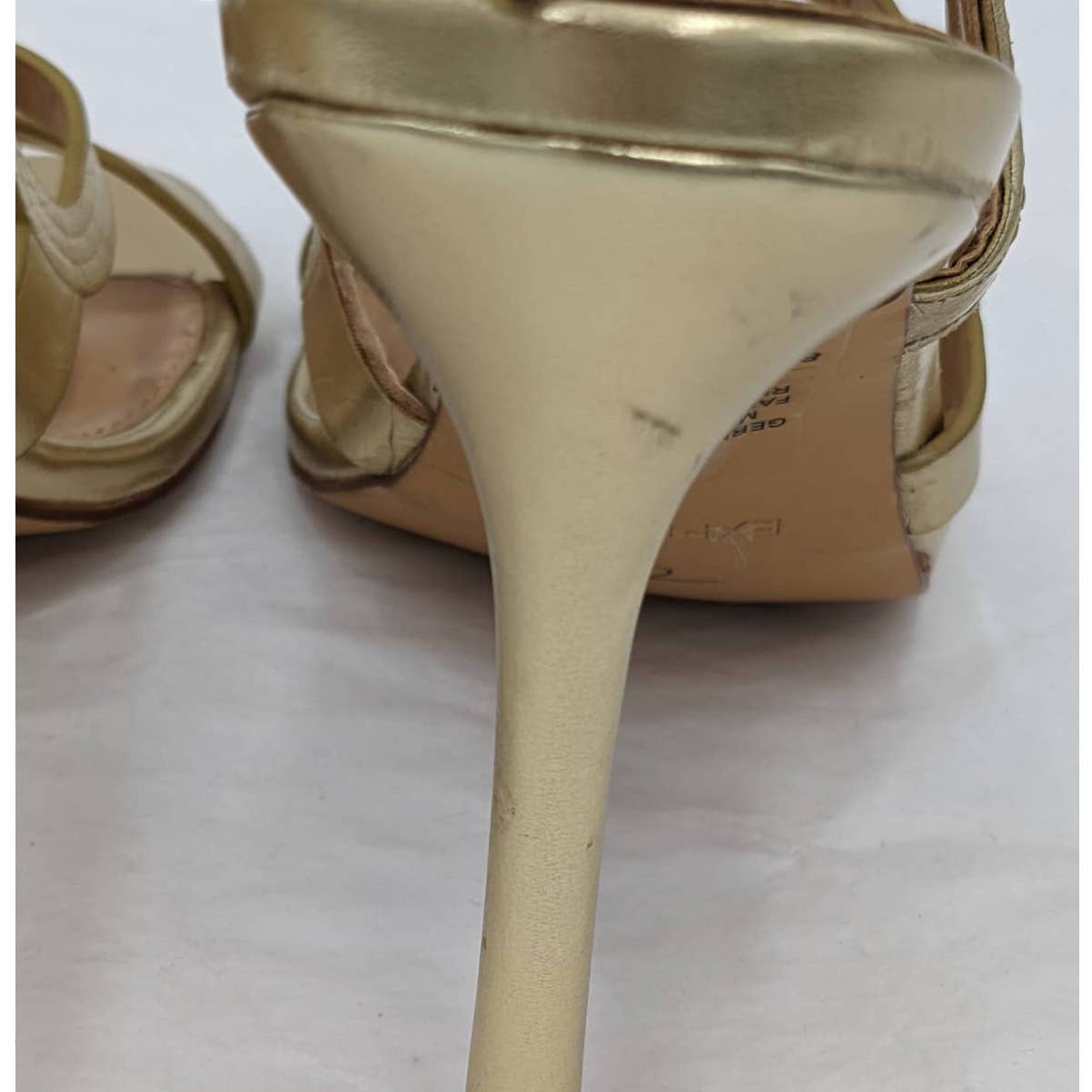Express Womens Gold Open Toe High Heels Size 8
