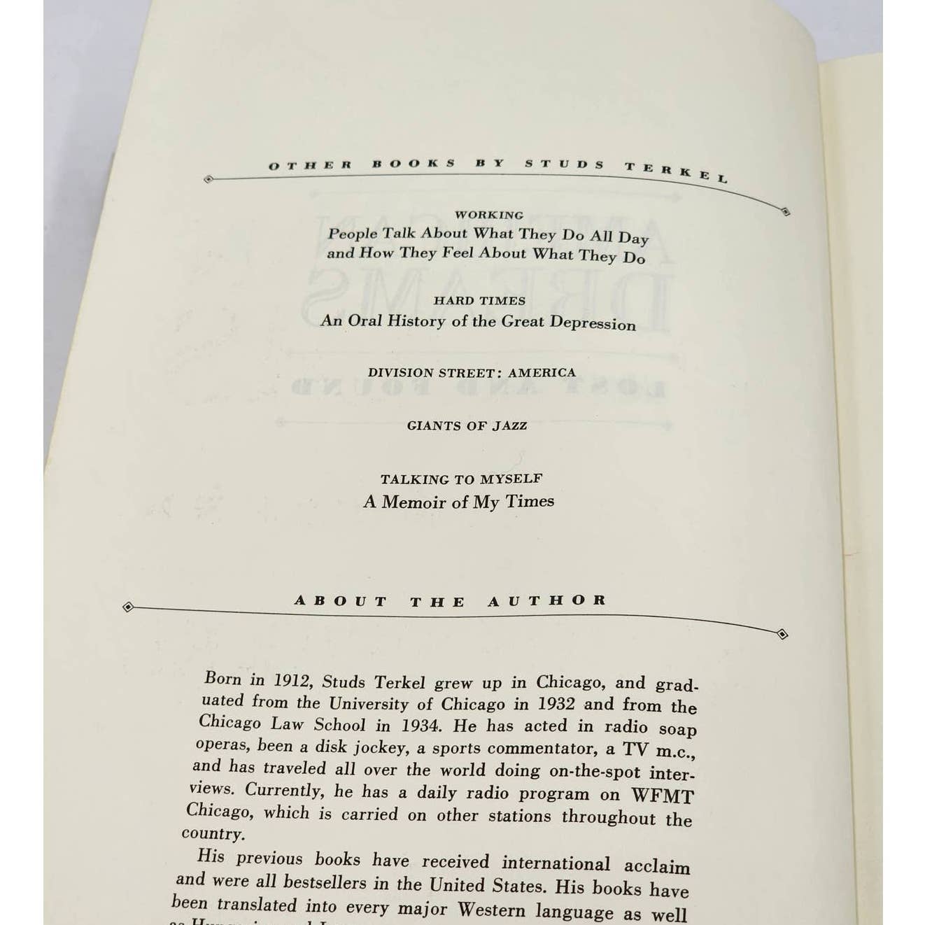 American Dreams Lost & Found By Studs Terkel First Edition Vintage 1980