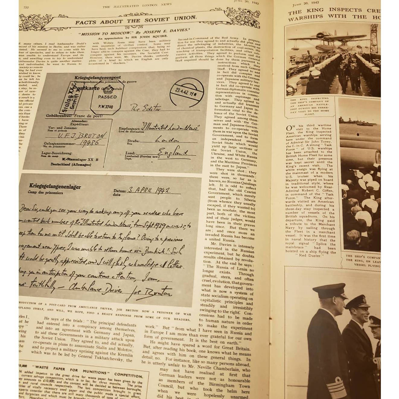 Vintage Illustrated London News Magazine Issue Vintage Ads WW2 June 20 1942