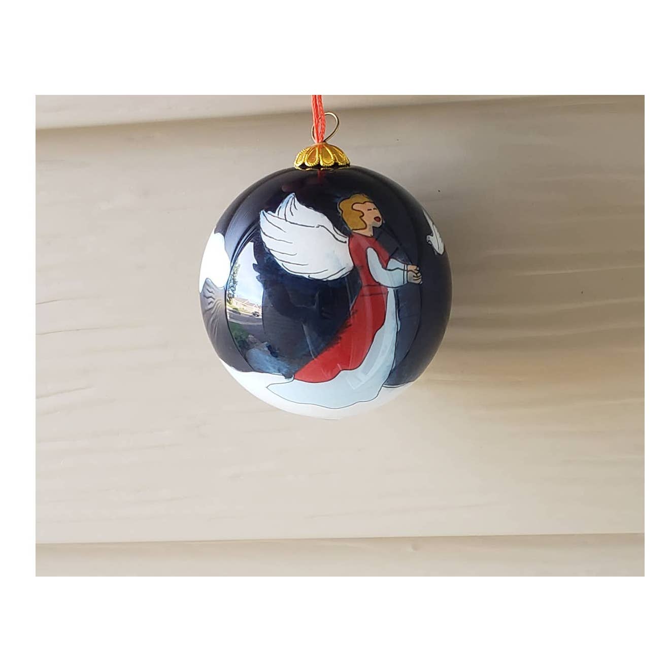 Vintage Christmas Ornaments Set of 4 Santa Sleigh, Santa Gifts, Angel, Xmas Tree