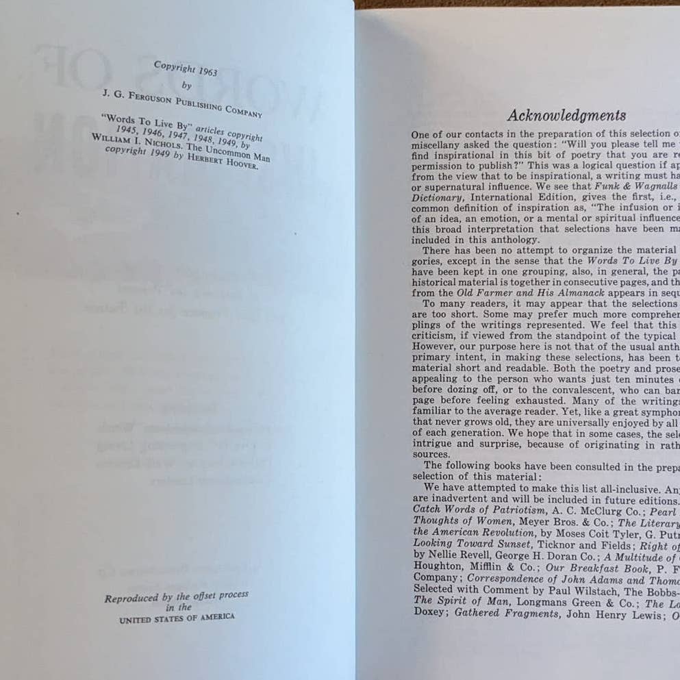 Vintage 1963 Words of Inspiration Writings From the Past to Brighten the Present