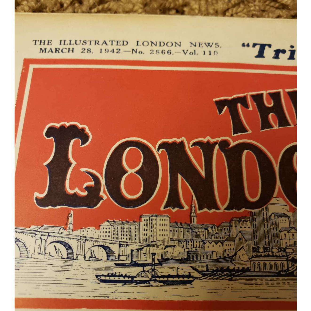 Vintage Illustrated London News Magazine Issue Mar 28 1942 WW2 Douglas Macarthur