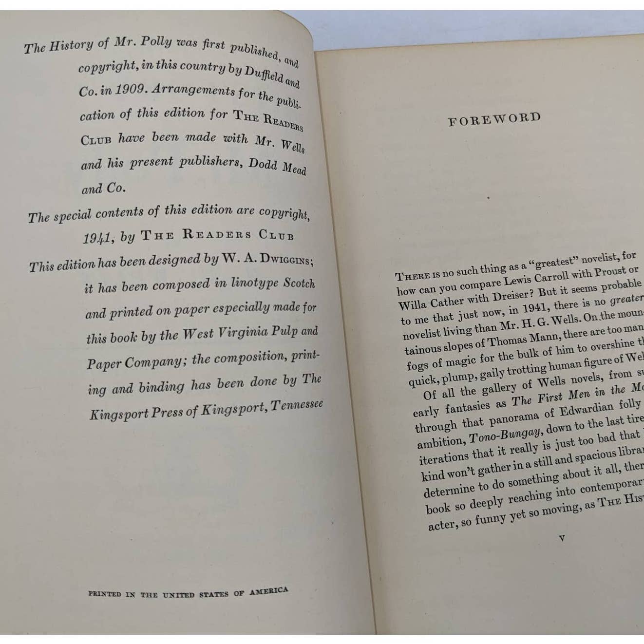 The History Of Mr. Polly By H. G. Wells Vintage Novel Book 1941