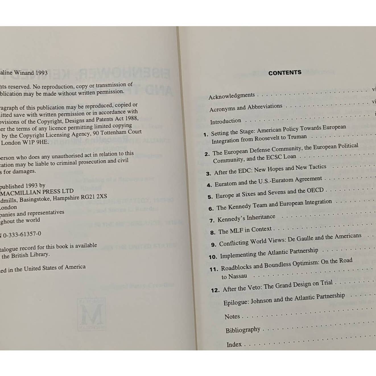 Eisenhower, Kennedy And The United States Of Europe By Pascaline Winand 1993